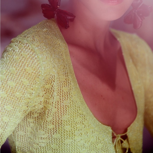 Metallic Thread Crop Knit Cardigan & Knit Bralette - Picture 8 of 9